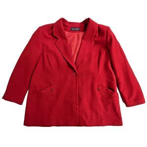 Maggie McNaughton Womens 22W Red Blazer Jacket Wool Button Front Pockets